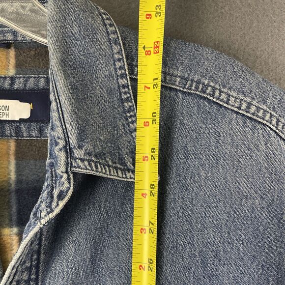 Club Room Men’s L Shacket Denim Plaid Fleece Lined Relaxed Fit - Picture 3 of 4